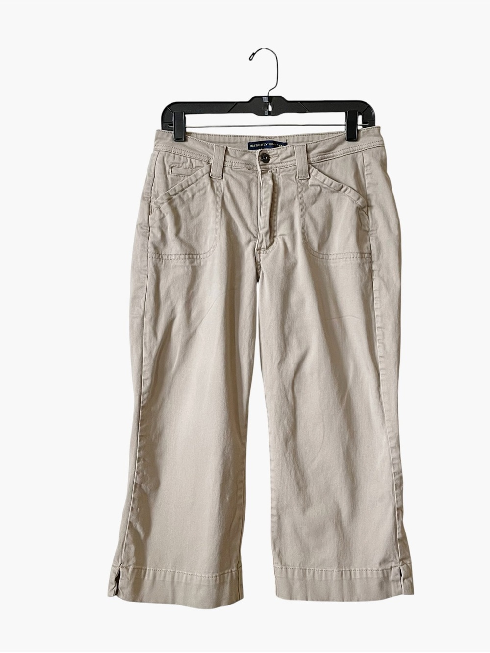 Lee Jeanswear Instantly Slims You Chino Pants Women Size 10M Khaki Crop Stretch